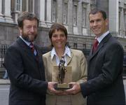 12 July 2004; Dessie Dolan, Westmeath, who was presented with the Vodafone GAA player of the month award in football for June by Sean Kelly, President of the GAA, and Helen Marks, Head of Brand and Marketing, Vodafone, at a luncheon in the Westin Hotel, Dublin. Picture credit ; Ray McManus / SPORTSFILE