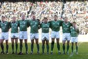 19 June 2004; Members of the Irish team stand for Ireland's call. South Africa Tour June 2004, South Africa v Ireland, 2nd test, Newlands Stadium, Cape Town, South Africa. Picture credit; Matt Browne / SPORTSFILE
