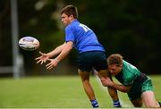 7 September 2013; Robert Vallejo, Leinster, is tackled by Cathal Evans, Connacht. Under 19 Interprovincial, Leinster v Connacht, Templeville Road, Dublin. Photo by Sportsfile