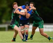 7 September 2013; James Doyle, Leinster, is tackled by Fionn Higgins, left, and Dwayne Corcoran, Connacht. Under 19 Interprovincial, Leinster v Connacht, Templeville Road, Dublin. Photo by Sportsfile