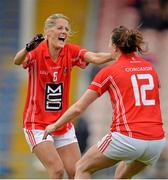 7 September 2013; Juliet Murphy and Annie Walsh, right, Cork, celebrate at the final whistle after victory over Kerry. TG4 All-Ireland Ladies Football Senior Championship, Semi-Final, Cork v Kerry, Semple Stadium, Thurles, Co. Tipperary. Picture credit: Brendan Moran / SPORTSFILE