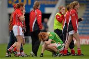 7 September 2013; A dejected Louise Ní Mhuircheartaigh, Kerry, after the final whistle. TG4 All-Ireland Ladies Football Senior Championship, Semi-Final, Cork v Kerry, Semple Stadium, Thurles, Co. Tipperary. Picture credit: Brendan Moran / SPORTSFILE