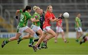 7 September 2013; Nollaig Cleary, Cork, in action against Sarah Jane Joy, left, and Bernie Breen, Kerry. TG4 All-Ireland Ladies Football Senior Championship, Semi-Final, Cork v Kerry, Semple Stadium, Thurles, Co. Tipperary. Picture credit: Brendan Moran / SPORTSFILE