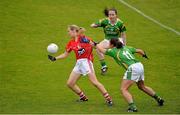 7 September 2013; Nollaig Cleary, Cork, in action against Deirdre Corcoran, 11, and Sarah Jane Joy, Kerry. TG4 All-Ireland Ladies Football Senior Championship, Semi-Final, Cork v Kerry, Semple Stadium, Thurles, Co. Tipperary. Picture credit: Brendan Moran / SPORTSFILE