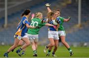 7 September 2013; Lorraine O'Shea, Tipperary, in action against Shannan McQuade and Aisling Moane, Fermanagh. TG4 All-Ireland Ladies Football Intermediate Championship, Semi-Final, Fermanagh v Tipperary, Semple Stadium, Thurles, Co. Tipperary. Picture credit: Brendan Moran / SPORTSFILE