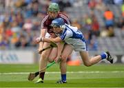 8 September 2013; Patrick Curran, Waterford, in action against Shane Cooney, Galway. Electric Ireland GAA Hurling All-Ireland Minor Championship Final, Galway v Waterford, Croke Park, Dublin. Picture credit: Barry Cregg / SPORTSFILE