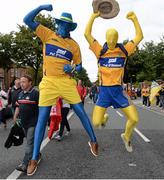 8 September 2013; Clare supporters Eoin Gavin, Tadhg Walsh, left, and Ollie Gleeson, from Ennis, Co. Clare, ahead of the GAA Hurling All-Ireland Championship Finals, Croke Park, Dublin. Picture credit: Brian Lawless / SPORTSFILE