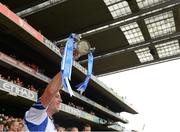 8 September 2013; Waterford captain Kevin Daly lifts the Irish Press cup. Electric Ireland GAA Hurling All-Ireland Minor Championship Final, Galway v Waterford, Croke Park, Dublin. Photo by Sportsfile