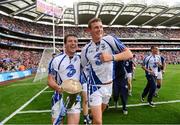 8 September 2013; Waterford captain Kevin Daly, left, and team-mate Cormac Curran celebrate with the Irish Press cup after the game. Electric Ireland GAA Hurling All-Ireland Minor Championship Final, Galway v Waterford, Croke Park, Dublin. Photo by Sportsfile