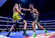 2 December 2023; Sam Maxwell, right, and Sean McComb during their WBO European super lightweight bout at the SSE Arena in Belfast. Photo by Ramsey Cardy/Sportsfile