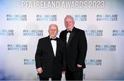 2 December 2023; Former Republic of Ireland kit manager Charlie O'Leary, left, and son John during the PFA Ireland Awards 2023 at Anantara The Marker Dublin Hotel in Dublin. Photo by Stephen McCarthy/Sportsfile