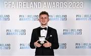 2 December 2023; Sam Curtis of St Patrick's Athletic with his PFA Ireland Men’s Premier Division Team of the Year 2023 medal during the PFA Ireland Awards 2023 at Anantara The Marker Dublin Hotel in Dublin. Photo by Stephen McCarthy/Sportsfile