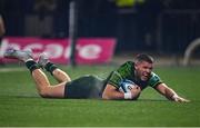 2 December 2023; Diarmuid Kilgallen of Connacht celebrates after scoring his side's third try during the United Rugby Championship match between Connacht and Leinster at The Sportsground in Galway. Photo by Sam Barnes/Sportsfile