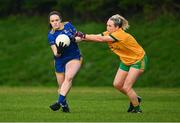 2 December 2023; Anna Boyle of Steelstown Brian Ogs and Deborah McGourty of Ballinamore Sean O'Heslins during the Currentaccount.ie All-Ireland Ladies Intermediate Club Championship semi-final match between Ballinamore Sean O’Heslins of Leitrim and Steelstown Brian Ógs of Derry at Páirc Sheáin Ui Eislin, Ballinamore, Leitrim. Photo by Ben McShane/Sportsfile