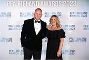 2 December 2023; Paul Mooney and Emma Greer of the PFA Northern Ireland during the PFA Ireland Awards 2023 at Anantara The Marker Dublin Hotel in Dublin. Photo by Stephen McCarthy/Sportsfile