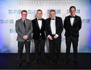 2 December 2023; In attendance, from left, FAI director of media and football relations Cathal Dervan, FAI assistant director of football Shane Robinson, FAI vice-president Paul Cooke, and FAI director of football Marc Canham during the PFA Ireland Awards 2023 at Anantara The Marker Dublin Hotel in Dublin. Photo by Stephen McCarthy/Sportsfile