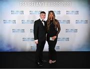 2 December 2023; Galway United's Edward McCarthy and Courtney O'Keeffe during the PFA Ireland Awards 2023 at Anantara The Marker Dublin Hotel in Dublin. Photo by Stephen McCarthy/Sportsfile