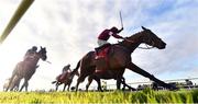 3 December 2023; King Of Kingsfield, with Jordan Gainford up, on their way to finishing second in the Bar One Racing Royal Bond Novice Hurdle during day two of the Fairyhouse Winter Festival at Fairyhouse Racecourse in Ratoath, Meath. Photo by Seb Daly/Sportsfile
