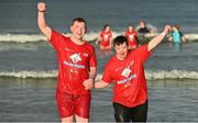 3 December 2023; Sean O'Connor and Conor Doak, from Special Olympics in Limavady, at the Portrush Polar Plunge which saw participants get “Freezin’ for a Reason” to raise funds for Special Olympics Ireland athletes in an event sponsored by Gala Retail at Portrush East Strand Beach in Portrush, Antrim. Photo by Oliver McVeigh/Sportsfile
