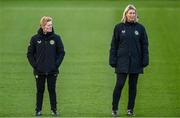 3 December 2023; Interim head coach Eileen Gleeson and assistant coach Emma Byrne during a Republic of Ireland women training session at the FAI National Training Centre in Abbotstown, Dublin. Photo by Stephen McCarthy/Sportsfile