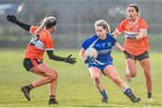 3 December 2023; Bríd McMaugh of Ballymacarbry in action against Niamh Coleman of Clann Éireann during the Currentaccount.ie All-Ireland Ladies Senior Club Championship semi-final match between Clann Éireann of Armagh and Ballymacarbry of Waterford at Clann Éireann GAC, Armagh. Photo by Tyler Miller/Sportsfile