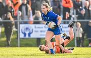 3 December 2023; Bríd McMaugh of Ballymacarbry evades te tackle of Ashleigh Fleville of Clann Éireann during the Currentaccount.ie All-Ireland Ladies Senior Club Championship semi-final match between Clann Éireann of Armagh and Ballymacarbry of Waterford at Clann Éireann GAC, Armagh. Photo by Tyler Miller/Sportsfile