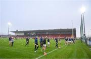 3 December 2023; Slaughtneil players warm-up before the AIB Ulster GAA Hurling Senior Club Championship final match between Ruairi Óg, Antrim, and Slaughtneil, Derry, at Páirc Esler in Newry, Down. Photo by Ben McShane/Sportsfile