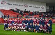 3 December 2023; Ruairí Óg panel before the AIB Ulster GAA Hurling Senior Club Championship final match between Ruairi Óg, Antrim, and Slaughtneil, Derry, at Páirc Esler in Newry, Down. Photo by Ben McShane/Sportsfile