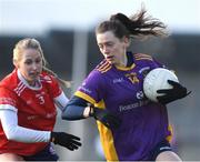 3 December 2023; Michelle Davoren of Kilmacud Crokes in action against Sarah Gormally of Kilkerrin-Clonberne during the Currentaccount.ie All-Ireland Ladies Senior Club Championship semi-final match between Kilmacud Crokes of Dublin and Kilkerrin-Clonberne of Galway at Parnell Park, Dublin. Photo by Matt Browne/Sportsfile