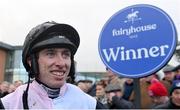 3 December 2023; Jockey Jack Kennedy after riding Teahupoo to victory in the Bar One Racing Hatton's Grace Hurdle during day two of the Fairyhouse Winter Festival at Fairyhouse Racecourse in Ratoath, Meath. Photo by Seb Daly/Sportsfile