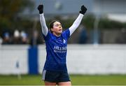 3 December 2023; Laura Kelly of Claremorris reacts at the full-time whistle after the Currentaccount.ie All-Ireland Ladies Junior Club Championship semi-final match between Claremorris of Mayo and Lavey of Derry at Canon Gibbons Park, Claremorris, Mayo. Photo by Harry Murphy/Sportsfile