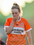 3 December 2023; Niamh Murray of Clann Éireann reacts after her side's defeat in the Currentaccount.ie All-Ireland Ladies Senior Club Championship semi-final match between Clann Éireann of Armagh and Ballymacarbry of Waterford at Clann Éireann GAC, Armagh. Photo by Tyler Miller/Sportsfile