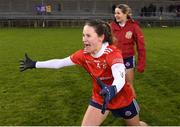 3 December 2023; Claire Dunleavy of Kilkerrin-Clonberne celebrates after the Currentaccount.ie All-Ireland Ladies Senior Club Championship semi-final match between Kilmacud Crokes of Dublin and Kilkerrin-Clonberne of Galway at Parnell Park, Dublin. Photo by Matt Browne/Sportsfile
