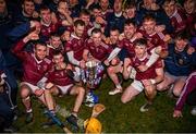 3 December 2023; Ruairí Óg players celebrate with the cup after the AIB Ulster GAA Hurling Senior Club Championship final match between Ruairi Óg, Antrim, and Slaughtneil, Derry, at Páirc Esler in Newry, Down. Photo by Ben McShane/Sportsfile
