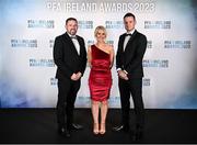 2 December 2023; PFA Ireland player executive John McGuinness, PFA Ireland's Simone Flannery and PFA Ireland chairperson Brendan Clarke during the PFA Ireland Awards 2023 at Anantara The Marker Dublin Hotel in Dublin. Photo by Stephen McCarthy/Sportsfile