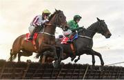 3 December 2023; Buddy One, left, with Jack Gilligan up, and Impaire Et Passe, right, with Paul Townend up, during the Bar One Racing Hatton's Grace Hurdle on day two of the Fairyhouse Winter Festival at Fairyhouse Racecourse in Ratoath, Meath. Photo by Seb Daly/Sportsfile