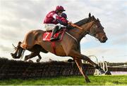 3 December 2023; Horantzau D'airy, with Jordan Gainford up, during the Bar One Racing Royal Bond Novice Hurdle on day two of the Fairyhouse Winter Festival at Fairyhouse Racecourse in Ratoath, Meath. Photo by Seb Daly/Sportsfile