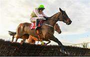 3 December 2023; Horantzau D'airy, with Danny Mullins up, during the Bar One Racing Royal Bond Novice Hurdle on day two of the Fairyhouse Winter Festival at Fairyhouse Racecourse in Ratoath, Meath. Photo by Seb Daly/Sportsfile