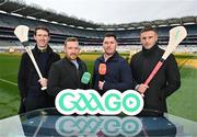4 December 2023; In attendance at the 2024 GAAGO match schedule launch at Croke Park in Dublin are Hurling analysts, from left, Séamus Hickey, Richie Hogan, John 'Bubbles' O'Dwyer and Eoin Cadogan. Fans can avail of 38 exclusive matches in Ireland for €69 up until December 31st&quot;. Photo by Sam Barnes/Sportsfile