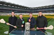 4 December 2023; In attendance at the 2024 GAAGO match schedule launch at Croke Park in Dublin are Hurling analysts, from left, Séamus Hickey, Richie Hogan, John 'Bubbles' O'Dwyer and Eoin Cadogan. Fans can avail of 38 exclusive matches in Ireland for €69 up until December 31st&quot;. Photo by Sam Barnes/Sportsfile