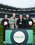 4 December 2023; In attendance at the 2024 GAAGO match schedule launch at Croke Park in Dublin are, Football analysts from left, Aaron Kernan, Michael Murphy, Paddy Andrews and Marc Ó Sé. Fans can avail of 38 exclusive matches in Ireland for €69 up until December 31st&quot;. Photo by Sam Barnes/Sportsfile