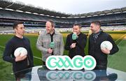 4 December 2023; In attendance at the 2024 GAAGO match schedule launch at Croke Park in Dublin are, Football analysts from left, Aaron Kernan, Michael Murphy, Paddy Andrews and Marc Ó Sé. Fans can avail of 38 exclusive matches in Ireland for €69 up until December 31st&quot;. Photo by Sam Barnes/Sportsfile