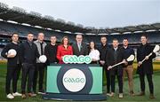 4 December 2023; In attendance at the 2024 GAAGO match schedule launch at Croke Park in Dublin are, from left, Aaron Kernan, Marc Ó Sé, Michael Murphy, Paddy Andrews, GAAGo Host Gráinne McElwain, Uachtarán Chumann Lúthchleas Gael Larry McCarthy, GAAGo sideline reporter Aisling  O'Reilly, Eoin Cadogan, Richie Hogan, John 'Bubbles' O'Dwyer and Séamus Hickey. Fans can avail of 38 exclusive matches in Ireland for €69 up until December 31st&quot;.Uachtarán Chumann Lúthchleas Gael Larry McCarthy Photo by Sam Barnes/Sportsfile