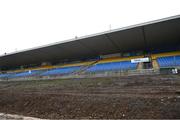 3 December 2023; A general view of the main stand, which is undergoing construction work, before the AIB Connacht GAA Football Senior Club Championship final between St Brigid's, Roscommon, and Corofin, Galway, at Dr Hyde Park in Roscommon. Photo by Piaras Ó Mídheach/Sportsfile