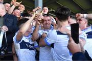 22 October 2023; Johnny Doyle of Allenwood, 45 years old and who made his debut his adult club football championship debut in 1996, celebrates after was named as Man of the Match in his side's victory in the Kildare County Intermediate Club Football Championship final between Castledermot and Allenwood at Netwatch Cullen Park in Carlow. Photo by Piaras Ó Mídheach/Sportsfile