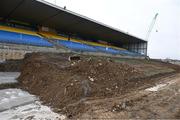 3 December 2023; A general view of the main stand, which is undergoing construction work, before the AIB Connacht GAA Football Senior Club Championship final between St Brigid's, Roscommon, and Corofin, Galway, at Dr Hyde Park in Roscommon. Photo by Piaras Ó Mídheach/Sportsfile