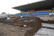 3 December 2023; A general view of the main stand, which is undergoing construction work, before the AIB Connacht GAA Football Senior Club Championship final between St Brigid's, Roscommon, and Corofin, Galway, at Dr Hyde Park in Roscommon. Photo by Piaras Ó Mídheach/Sportsfile