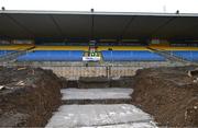 3 December 2023; A general view of the main stand, which is undergoing construction work, before the AIB Connacht GAA Football Senior Club Championship final between St Brigid's, Roscommon, and Corofin, Galway, at Dr Hyde Park in Roscommon. Photo by Piaras Ó Mídheach/Sportsfile