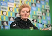 4 December 2023; Interim head coach Eileen Gleeson during a Republic of Ireland women press conference at the National Football Stadium at Windsor Park in Belfast. Photo by Stephen McCarthy/Sportsfile