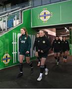 4 December 2023; Freya Healy, right, and Ellen Dolan during a Republic of Ireland women training session at the National Football Stadium at Windsor Park in Belfast. Photo by Stephen McCarthy/Sportsfile
